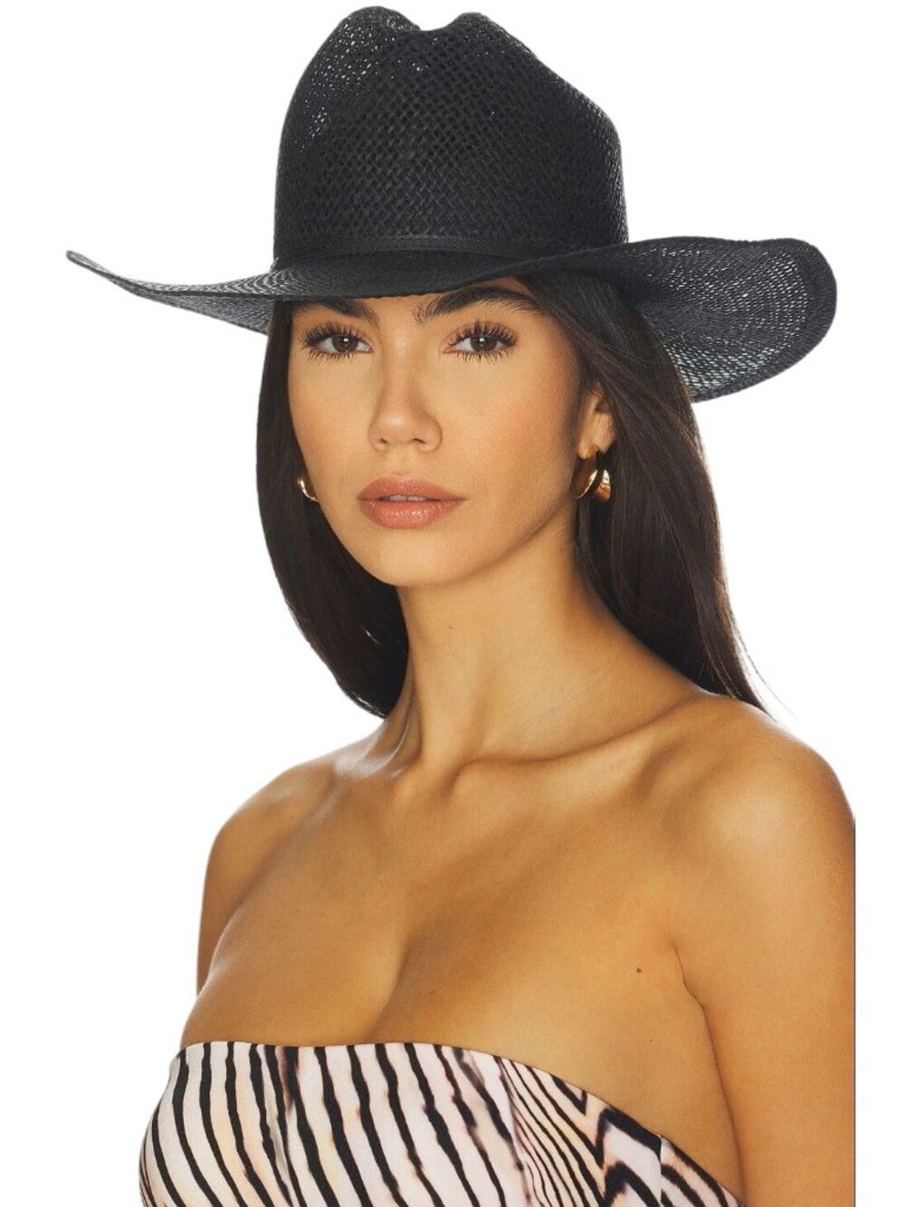 Janessa Leone Aiden Cowboy Hat in Black Small Womens Beach western